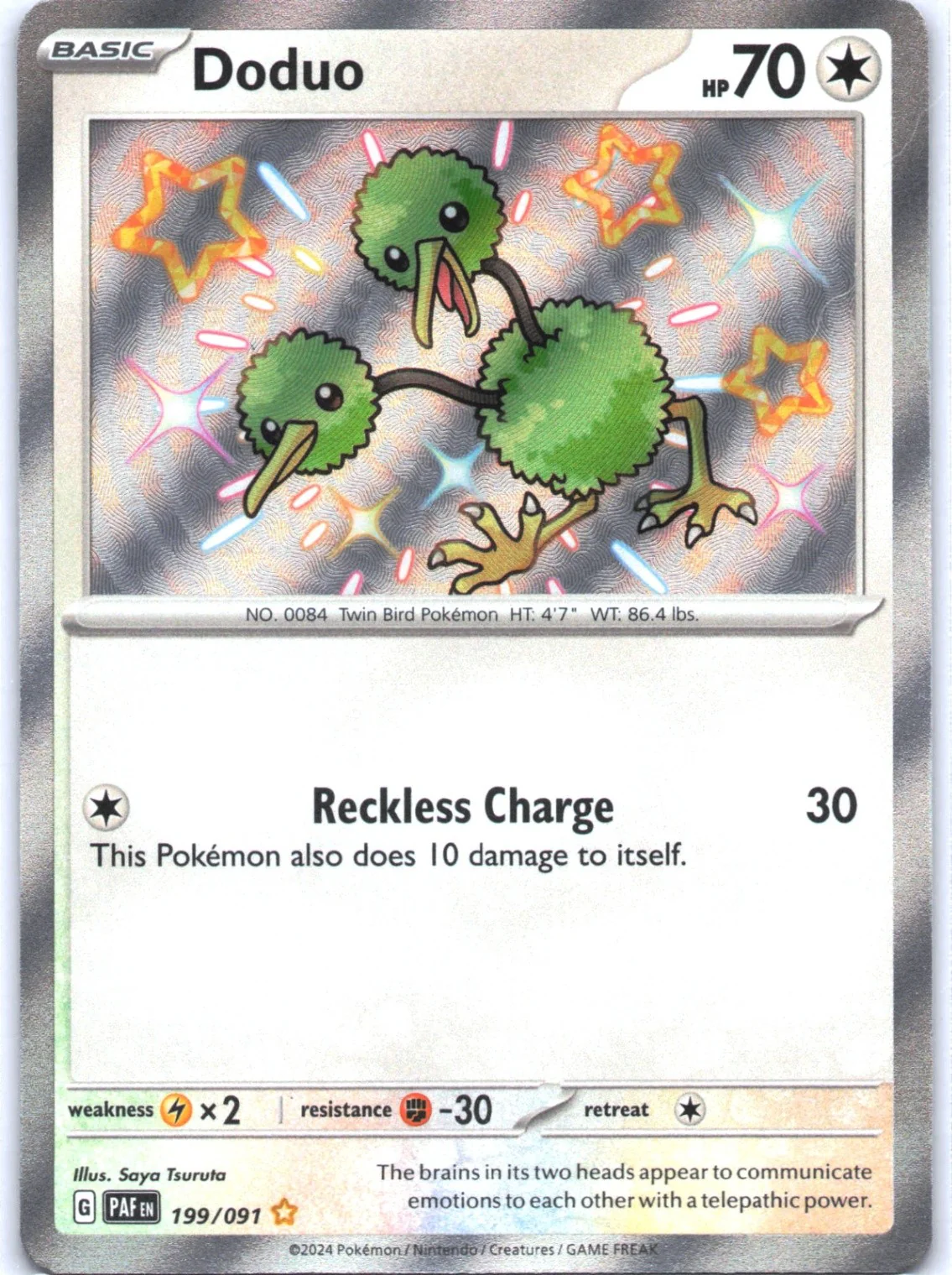 Doduo Shiny Rare 199/091 SV: Paldean Fates PAF